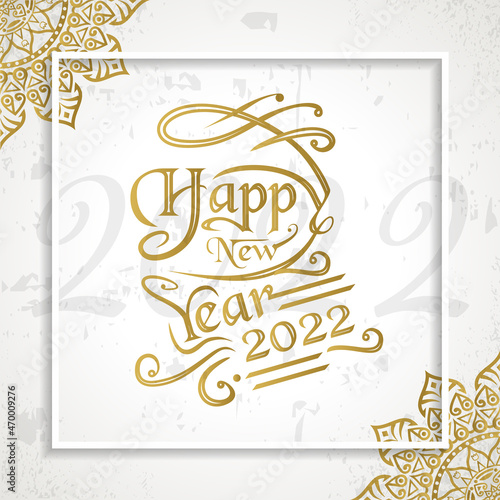Happy New Year 2022 with lettering typography style for greeting card vector illustration