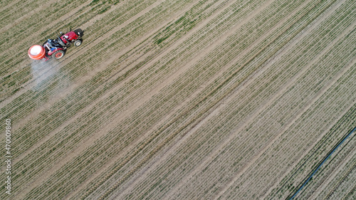 Farmers drive tractors to fertilize wheat in fields, North China