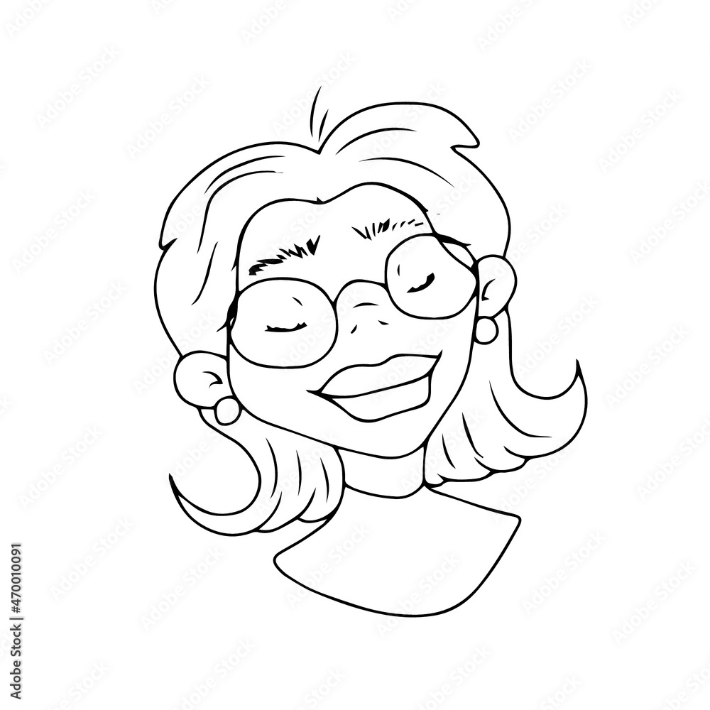 Children's vector design of a girl's face for stickers, social networks,postcards.