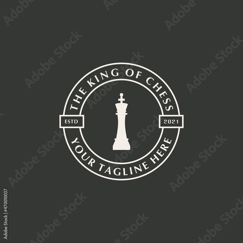 The king of chess logo. Vector illustration design template