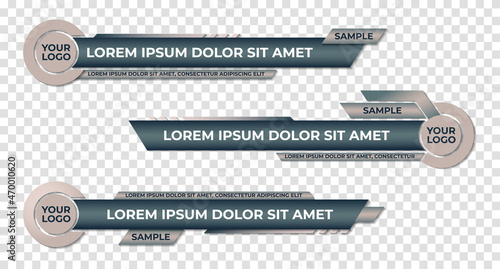 Graphic set of Broadcast News Lower Thirds Banner for Television. Video and Media Channel. Vector illustration