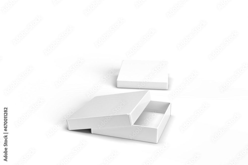 Flat Box with open lid. 3D illustration. The material is glossy paper. It is a template for a box, for e. g. for chocolate. Flat Box with open lid. 3D illustration. The material is glossy paper. It is a template for a box, for e. g. for chocolate.