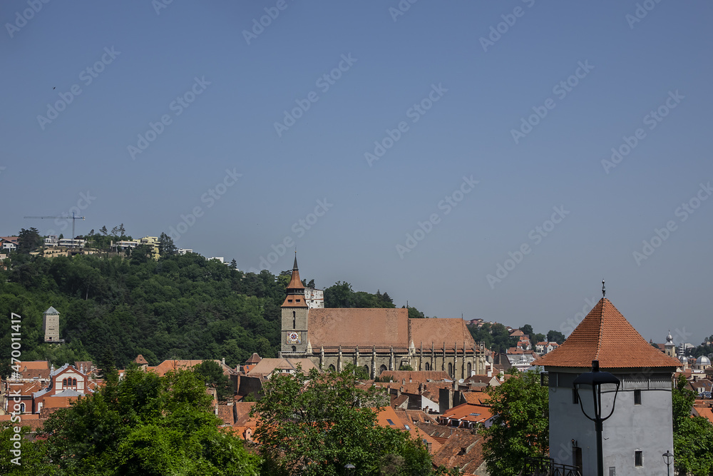 Picturesque Brasov panoramic view. Brasov, Transylvania, Romania.