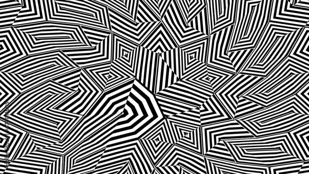abstract geometric background with hypnotic black and white stripes moving.seamless loop video.
abstract geometric background with hypnotic black and white stripes moving.seamless loop video.