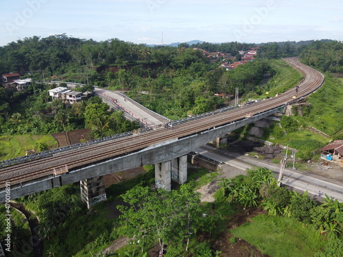 Sakalimalas Bridge is the longest railway bridge with fifteen poles, which crosses the Keruh River, Bumiayu, Brebes, Operation Area V, Purwokerto. photo