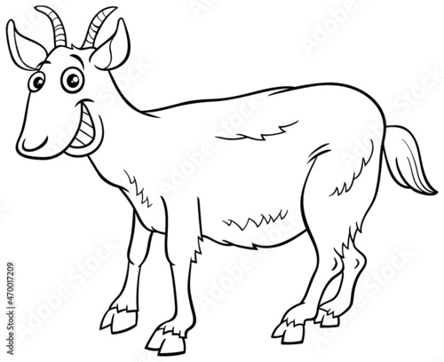 goat farm animal cartoon character coloring book page
