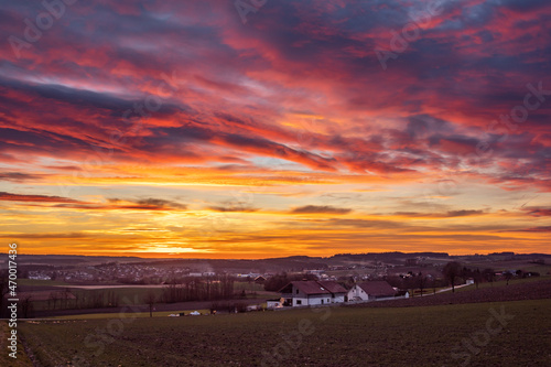 sunset over the city