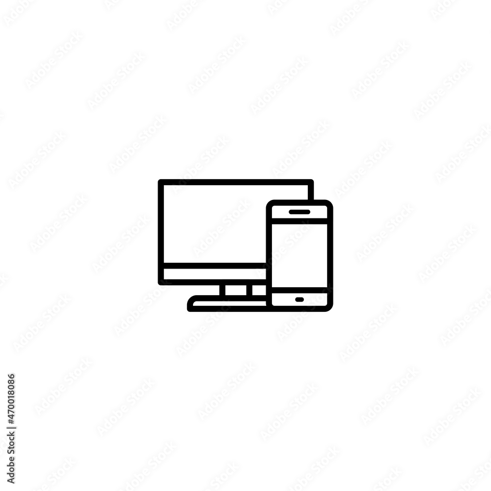 Monitor with smartphone icon vector Monitor with smartphone icon vector