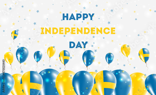 Sweden Independence Day Patriotic Design. Balloons in Swedish National Colors. Happy Independence Day Vector Greeting Card.