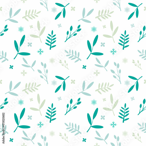 green classic leaf seamless in white background for fabric pattern