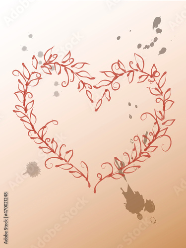 Beautiful floral heart with lettering. Valentine card.