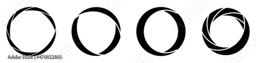 Circular abstract graphic. Segmented circle icon, design. Cyclical spiral, swirl, twirl graphic