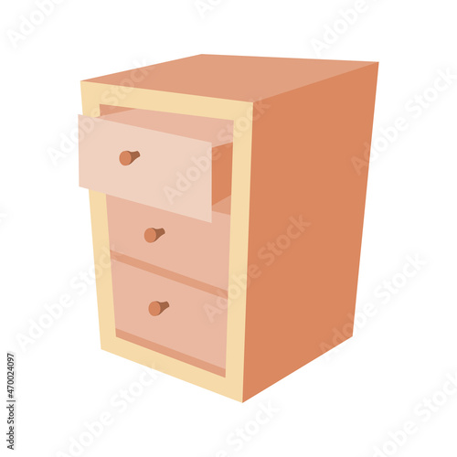 open empty white drawer vector flat design isolated on white background
