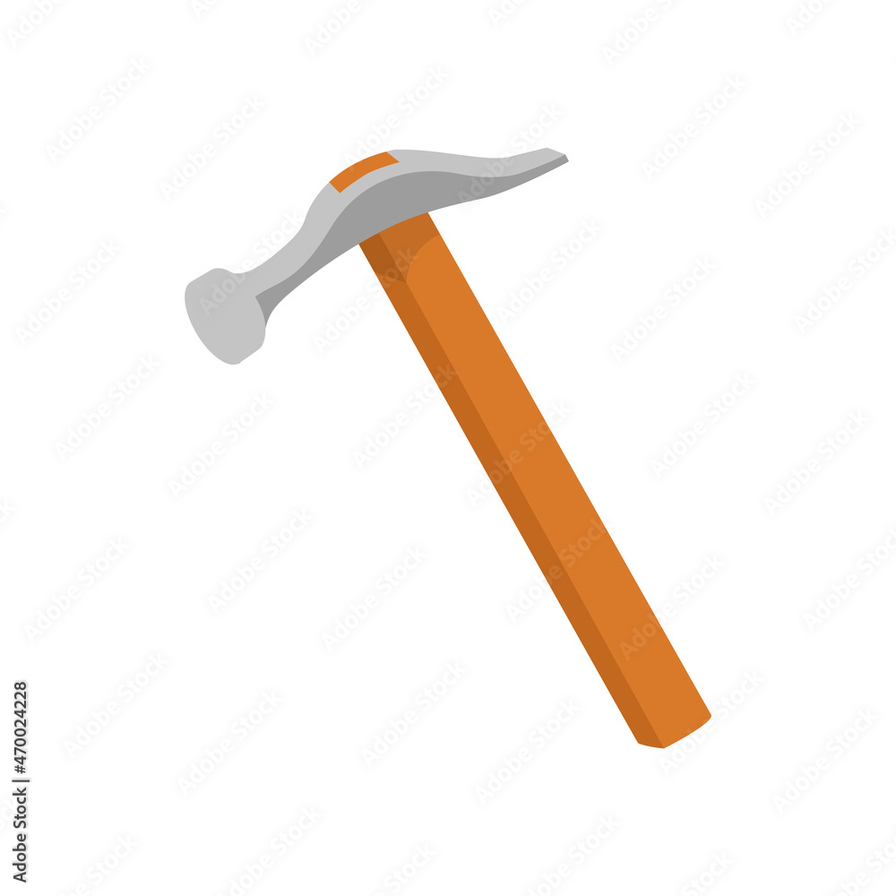 carpenter tool isolated flat icon Vector, hammer flat vector illustration isolate on a white background