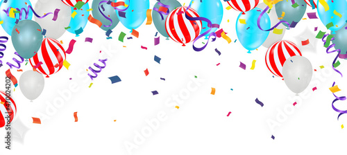 Party banner with blue balloons background. grand Opening Card luxury greeting rich