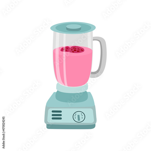 Blender or mixer kitchen tool for cooking. Equipment for smoothie making. Electric machine. Isolated flat vector illustration