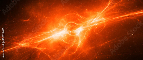 Fotografie, Obraz Fiery glowing birth of ethereal massive black hole