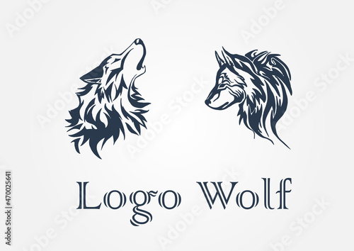 logo wolf icon vector