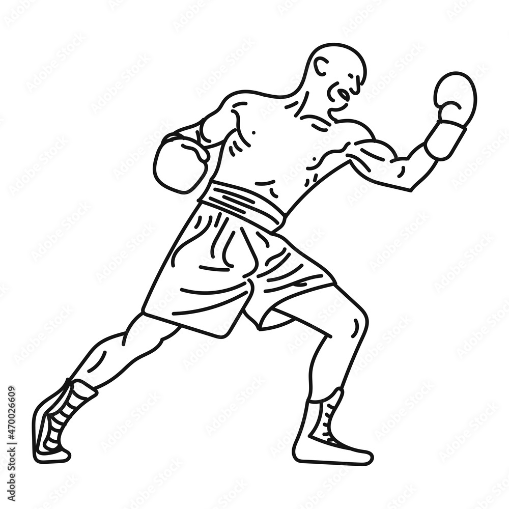Fototapeta premium professional boxer black line illustration