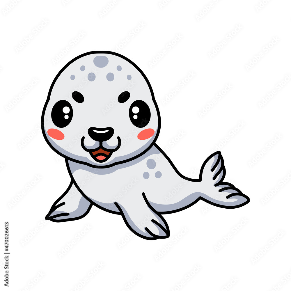 Cute white little seal cartoon Cute white little seal cartoon
