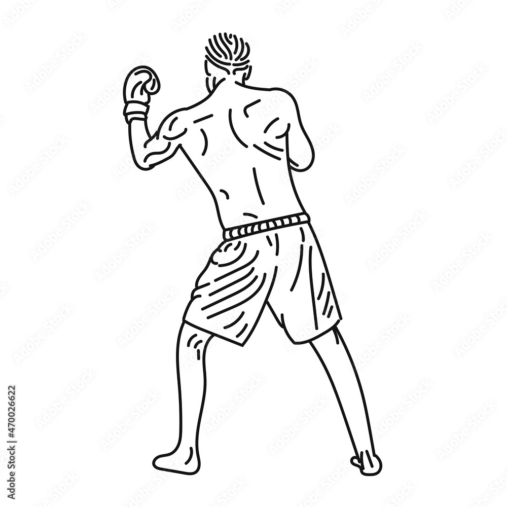 Fototapeta premium professional boxer black line illustration