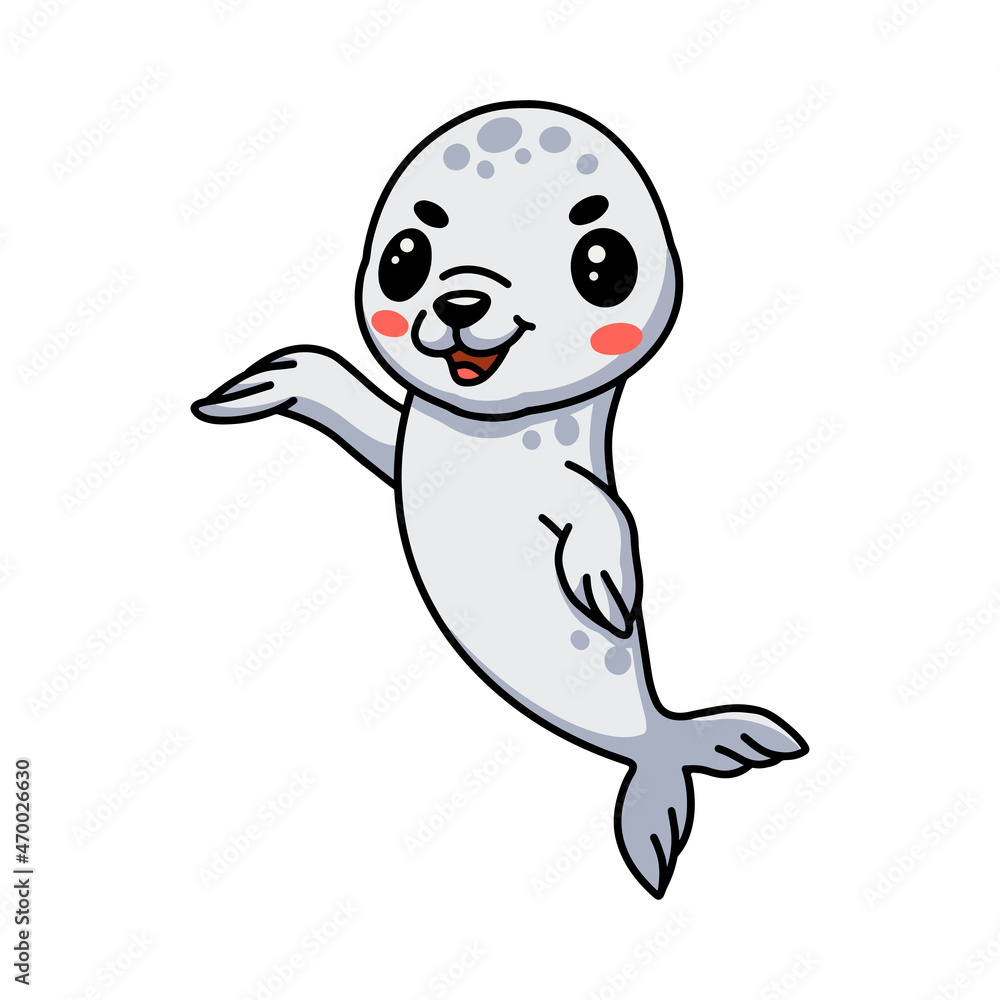 Cute white little seal cartoon Cute white little seal cartoon