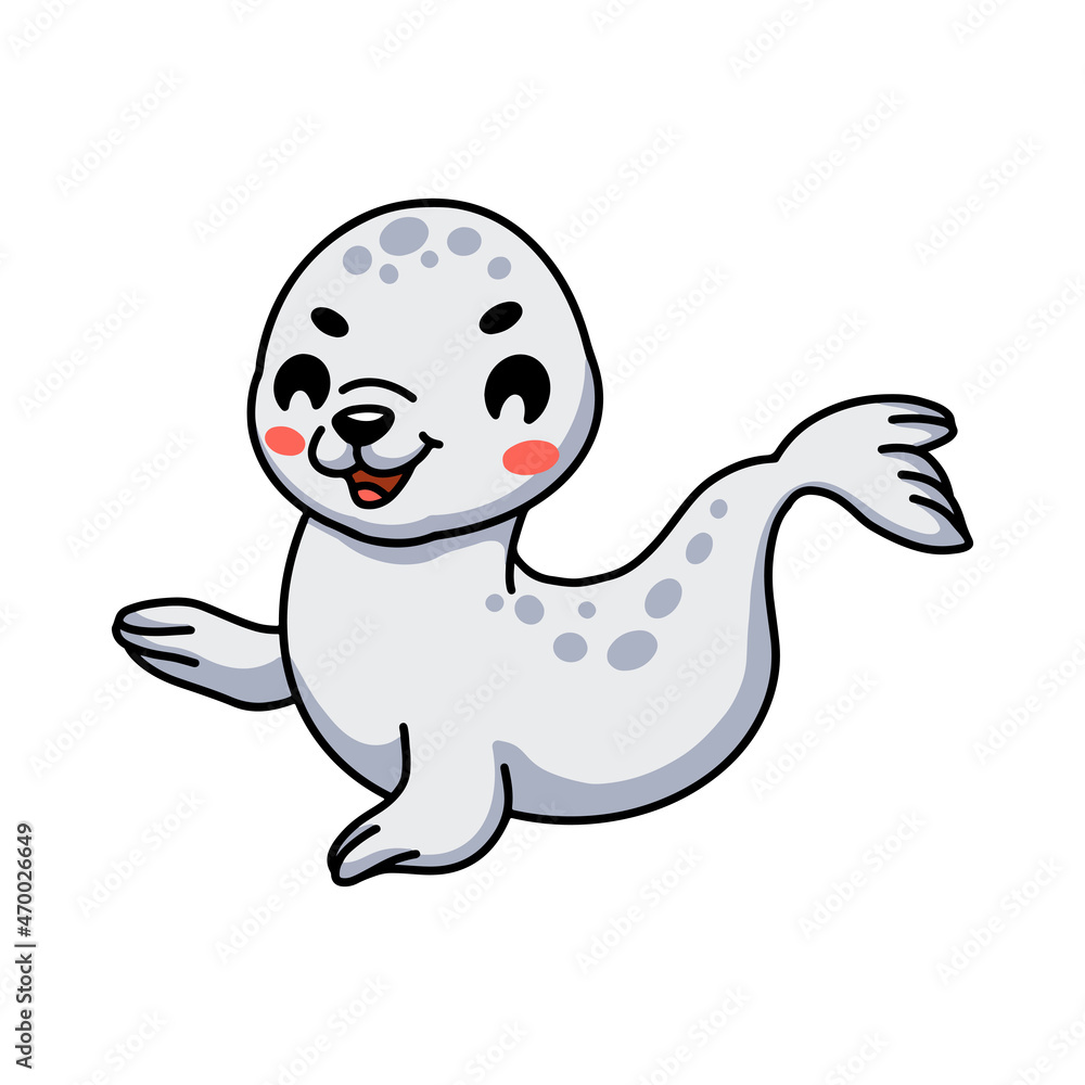 Cute white little seal cartoon Cute white little seal cartoon