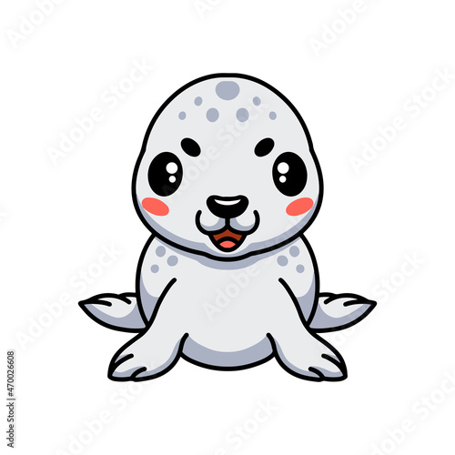 Cute white little seal cartoon
