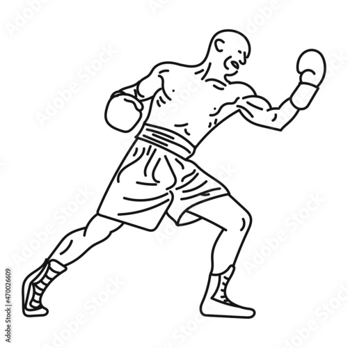 professional boxer black line illustration