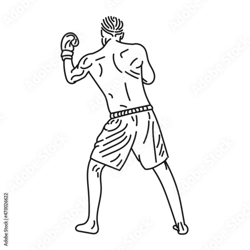 professional boxer black line illustration