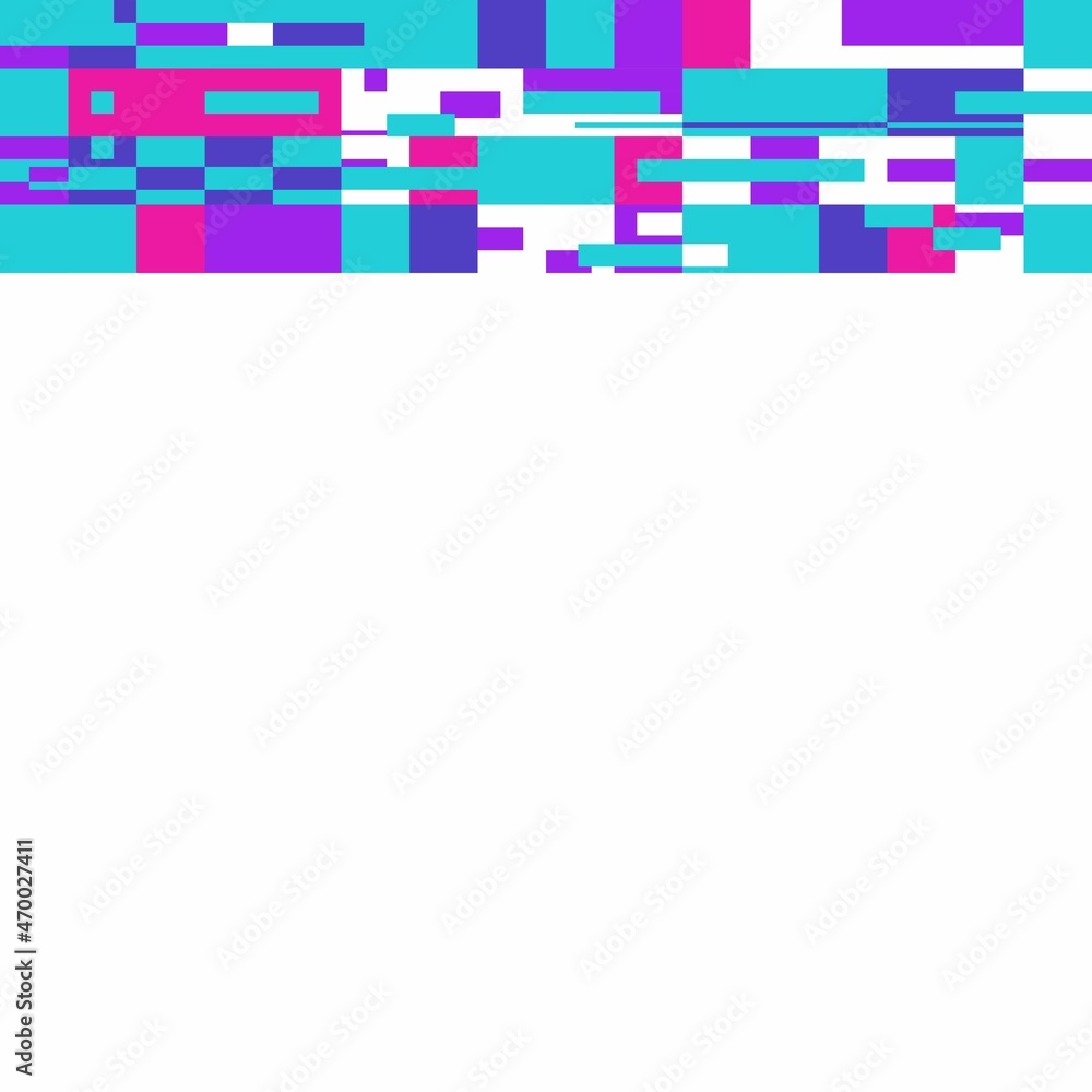 Fototapeta premium Glitchy Bar Frame in horizontal, Blue Coloured with pink and purple glitch patterns