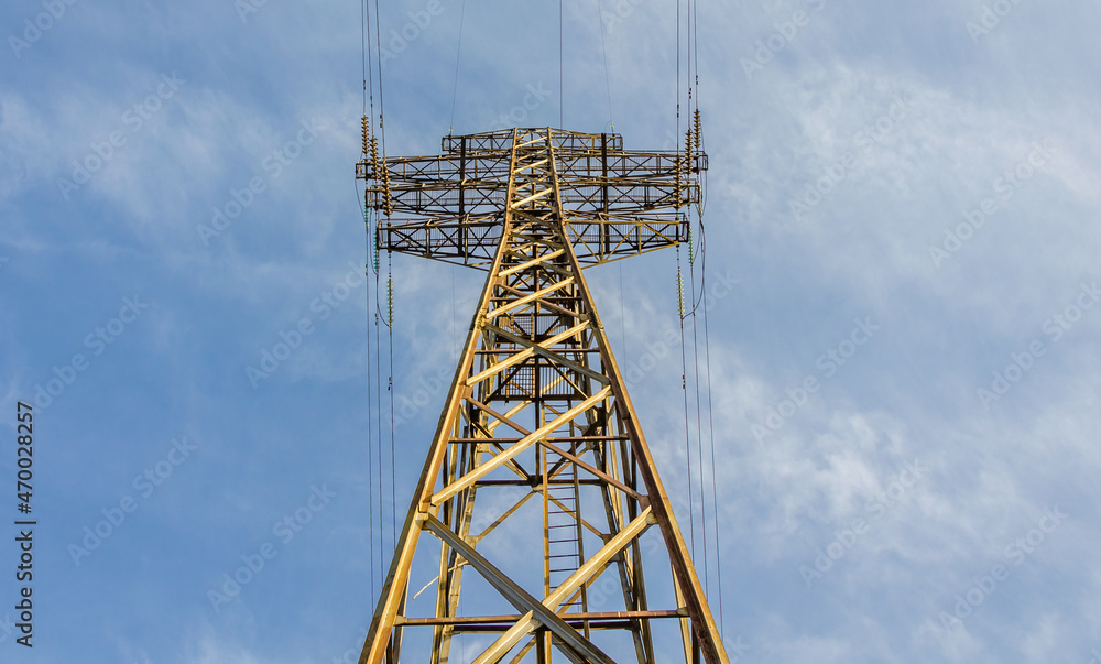 Power line support in autumn against the sky. Power line support in autumn against the sky.