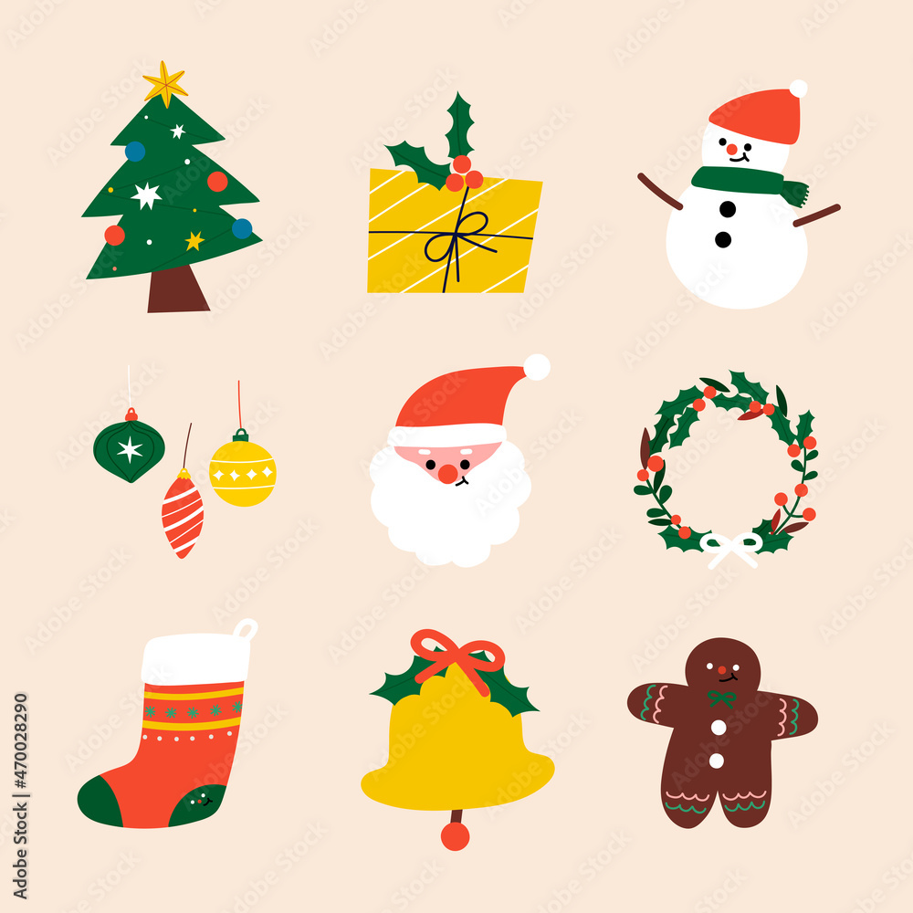 Festive Christmas icon set social ads template vector Festive Christmas icon set social ads template vector