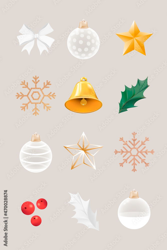 Christmas decorative ornament set vector Christmas decorative ornament set vector