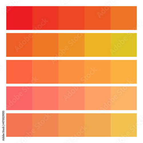 Red color palette. Yellow elements. Modern graphic. Fashion art. Colorful concept. Vector illustration. Stock image. 