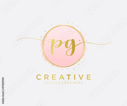 Initial PG feminine logo. Usable for Nature, Salon, Spa, Cosmetic and Beauty Logos. Flat Vector Logo Design Template Element.