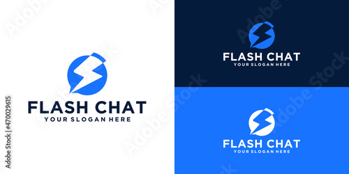 chat logo design with flash, electric chat