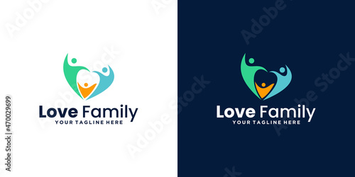 Three Human Family Love Logo Design
