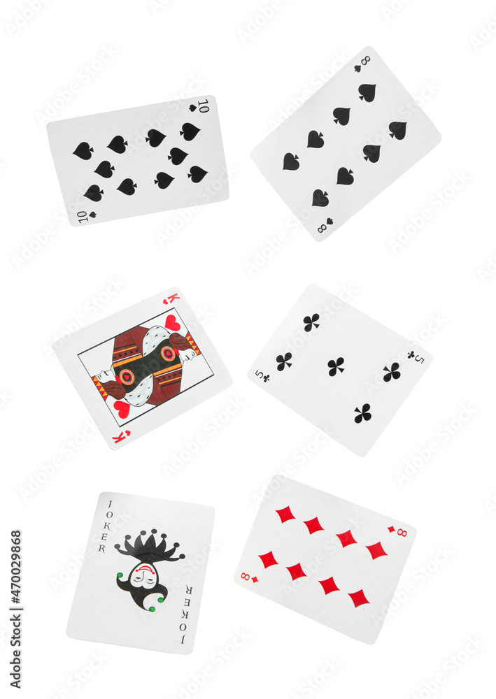 Poker playing cards isolated on white background Poker playing cards isolated on white background