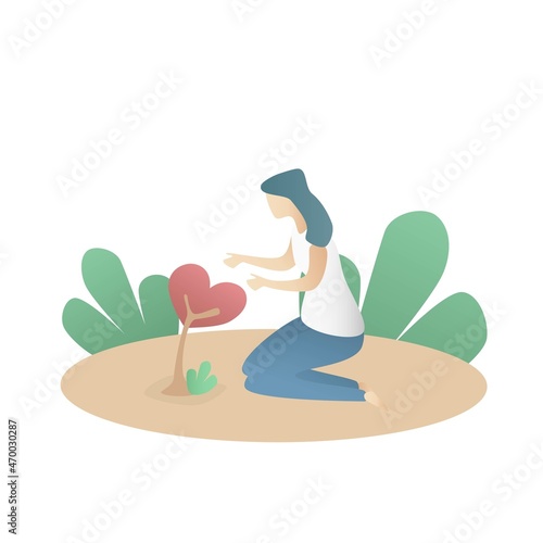 self care and self compassion concept,Power of Being Kind to Yourself,understanding toward ourselves when we suffer fail,Vector illustration.