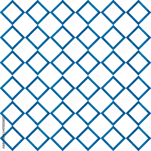 Watercolor blue seamless geometric pattern with rhombs on white background