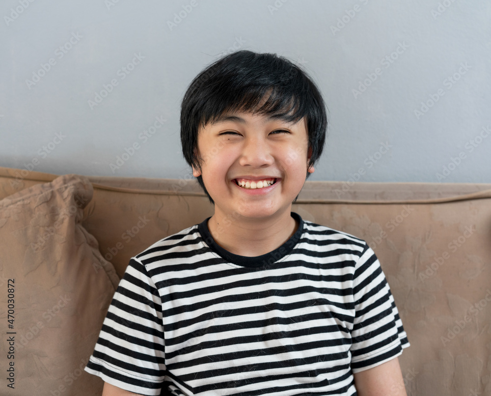 Portrait little boy smile for happy time concept Portrait little boy smile for happy time concept