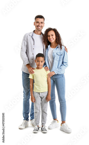 Happy interracial family on...