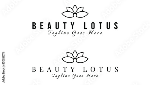 Lotus flower logo inspiration. Aesthetic line art lotus logo design for beauty care, skin care, spa, yoga, boutique, women fashion and beauty clinic treatment. set isolated lotus logo bundle.