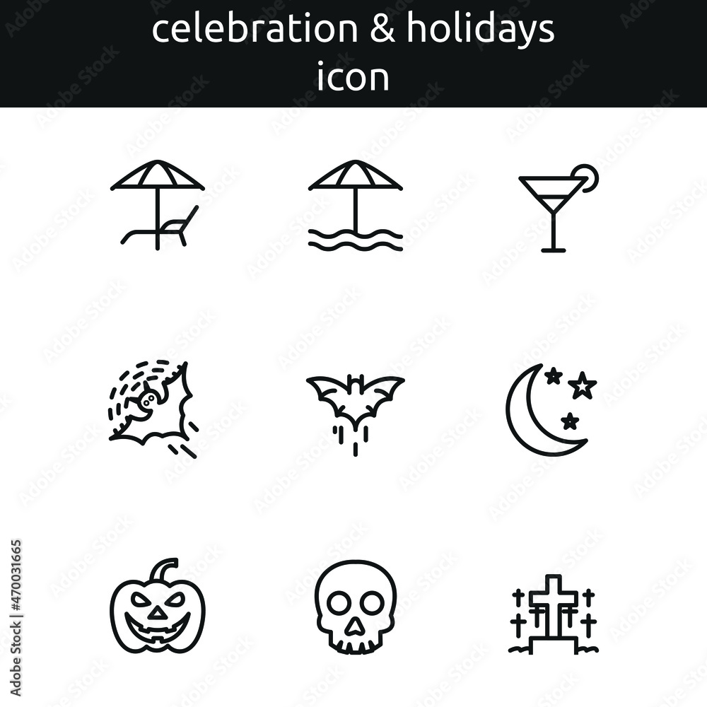 celebration and holidays icon set outline style celebration and holidays icon set outline style