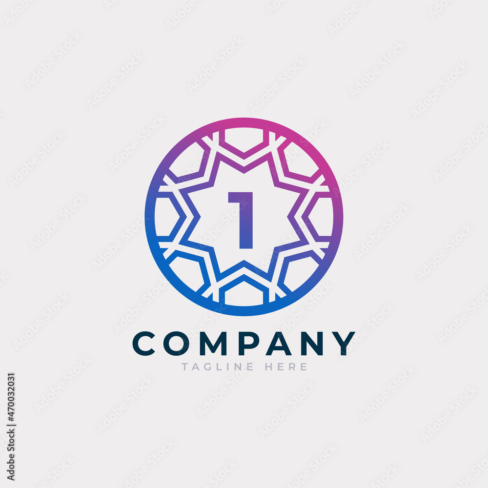 Number 1 Inside Circle Shape Logo Design Template Element Number 1 Inside Circle Shape Logo Design Template Element