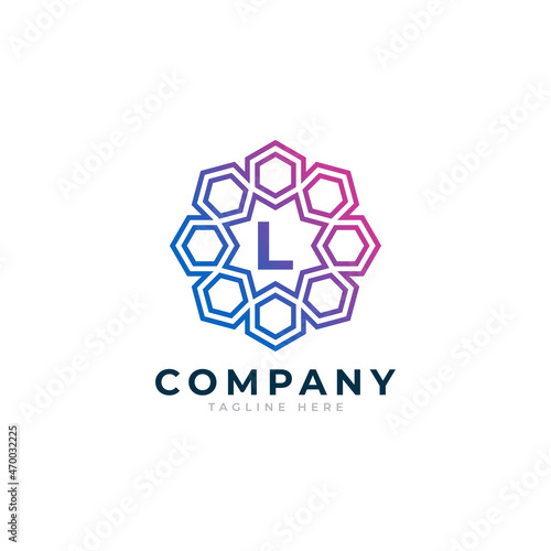 Letter L Inside Hexagon Shape Logo Design Template Element