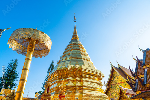 beautiful Golden mount at the temple at Wat Phra That Doi Suthep.