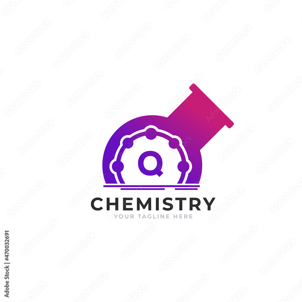 Letter Q Inside Chemistry Tube Laboratory Logo Design Template Element Letter Q Inside Chemistry Tube Laboratory Logo Design Template Element