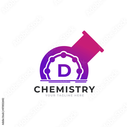 Letter D Inside Chemistry Tube Laboratory Logo Design Template Element